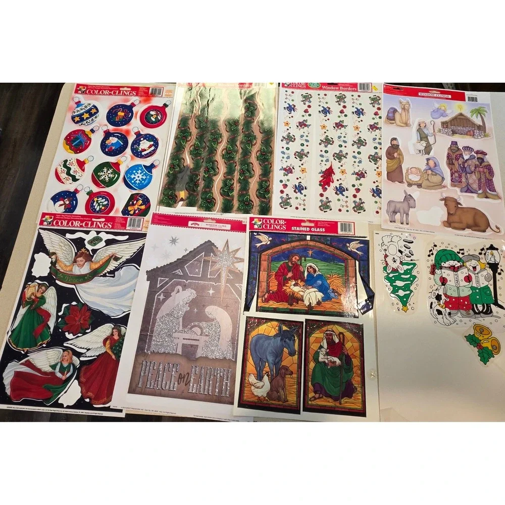 Mixed Lot Holiday Seasonal Window Clings Christmas Easter Fall Valentines